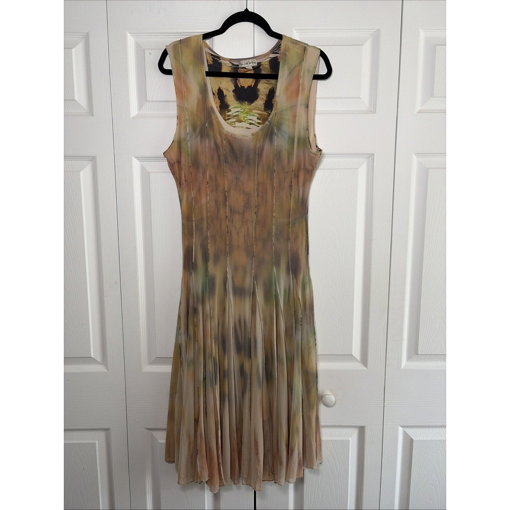 Live and Let Live Mesh Abstract Midi Womens Size L Brown Y2K Fairycore Art Whim